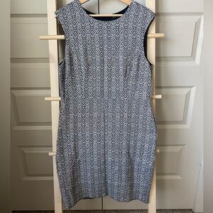 Black and white patterned shift dress